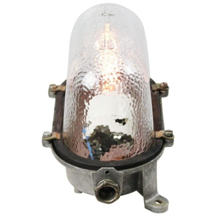 industrial cast metal frosted glass sconce 4