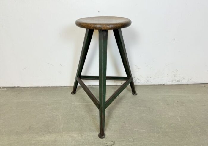 industrial dark green workshop stool 1960s 1025