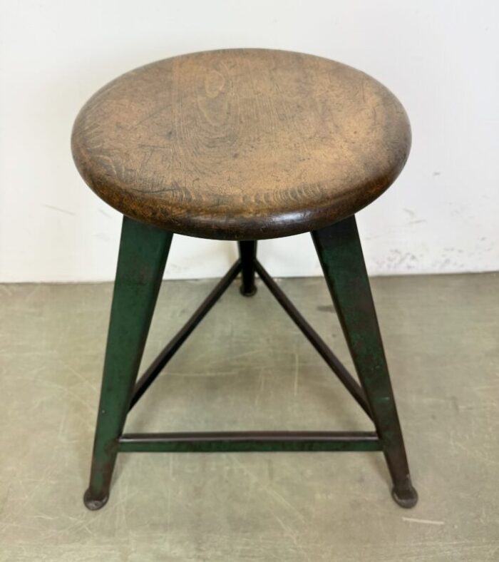 industrial dark green workshop stool 1960s 2739