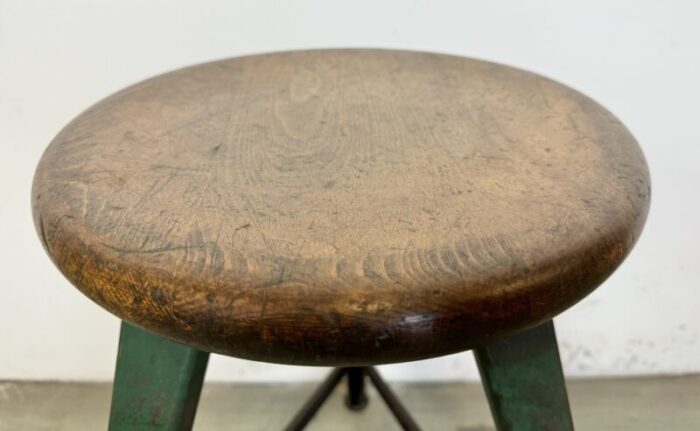 industrial dark green workshop stool 1960s 4597