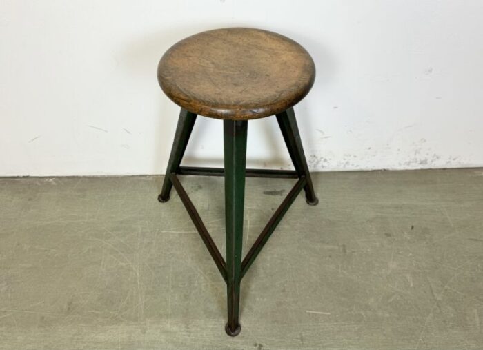 industrial dark green workshop stool 1960s 8337