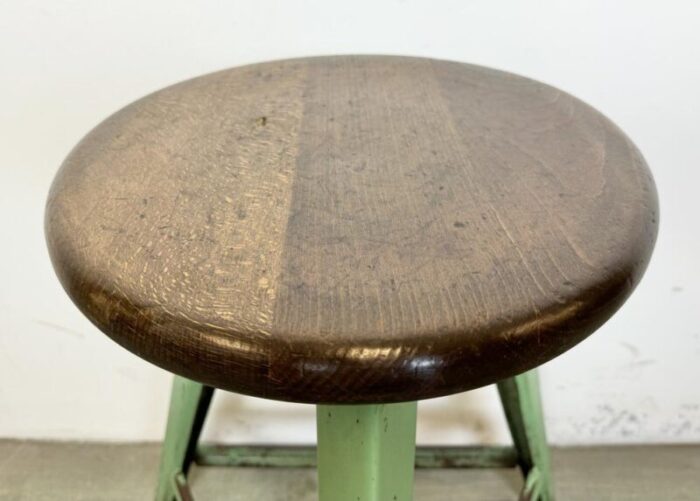 industrial green workshop stool 1960s 0864