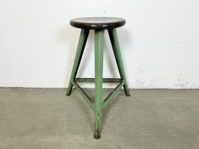 industrial green workshop stool 1960s 2437