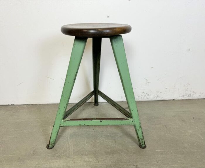 industrial green workshop stool 1960s 2889