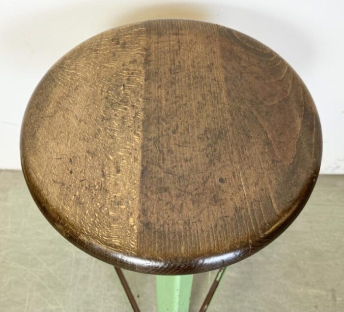 industrial green workshop stool 1960s 5946