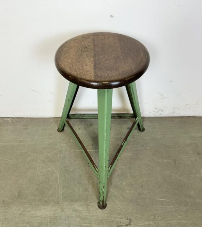 industrial green workshop stool 1960s 8289