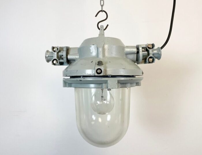 industrial grey cast aluminium explosion proof lamp from elektrosvit 1970s 1