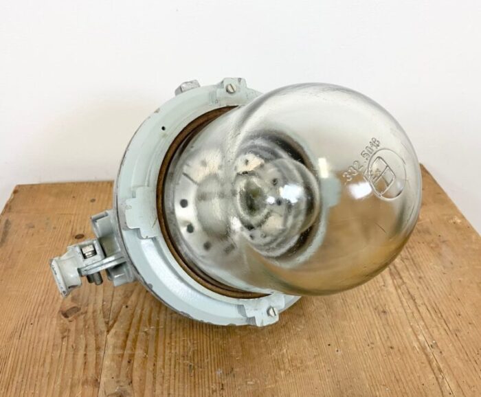 industrial grey cast aluminium explosion proof lamp from elektrosvit 1970s 12