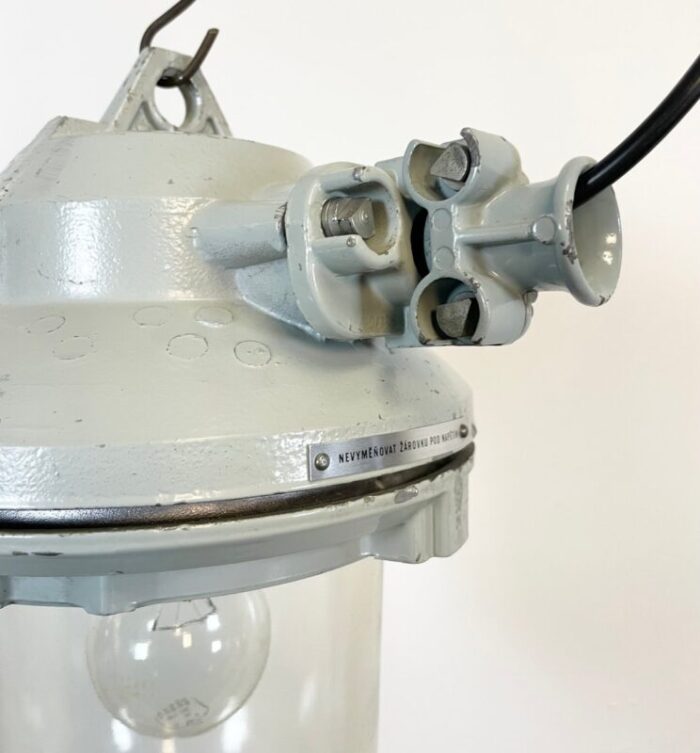 industrial grey cast aluminium explosion proof lamp from elektrosvit 1970s 3