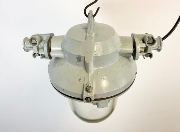 industrial grey cast aluminium explosion proof lamp from elektrosvit 1970s 4