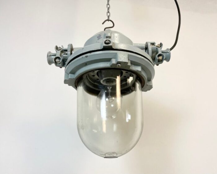 industrial grey cast aluminium explosion proof lamp from elektrosvit 1970s 6