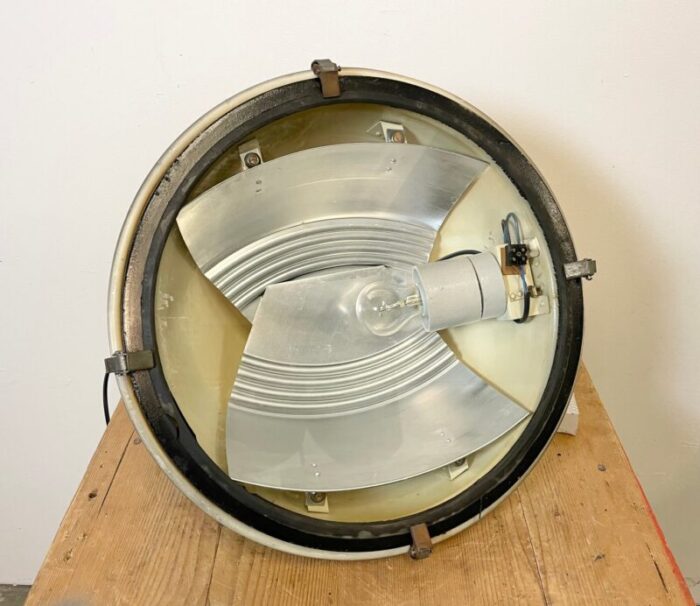 industrial grey pendant lamp with clear glass cover 1970s 10