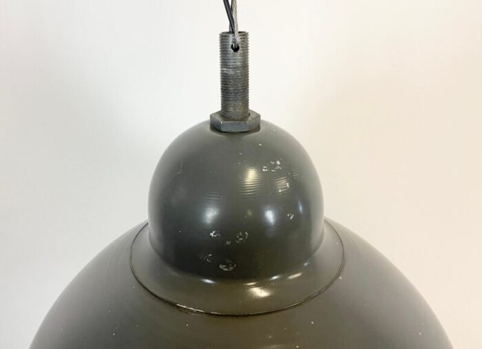 industrial grey pendant lamp with clear glass cover 1970s 3