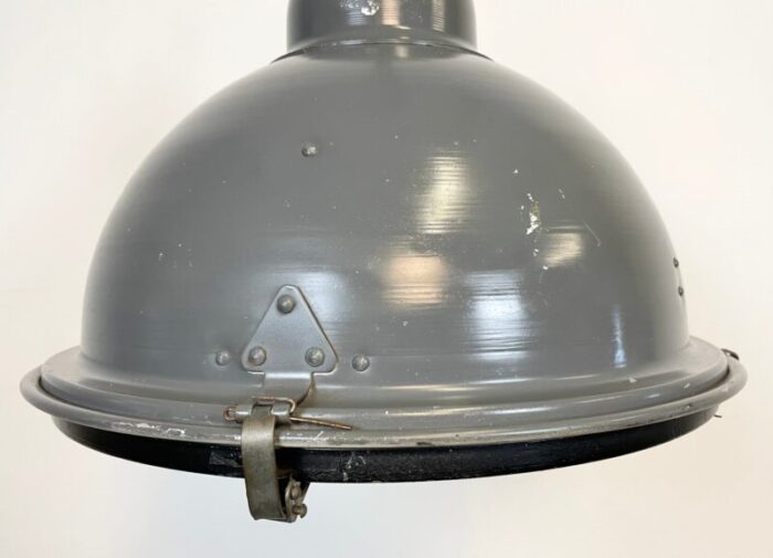 industrial grey pendant lamp with clear glass cover 1970s 4