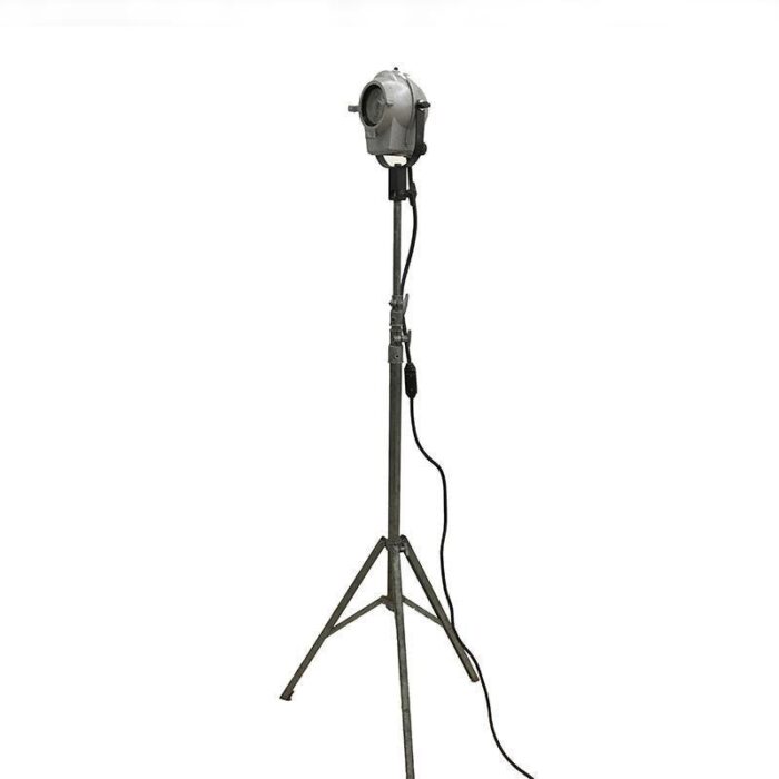 industrial tripod floor lamp with spotlight 1950s 1