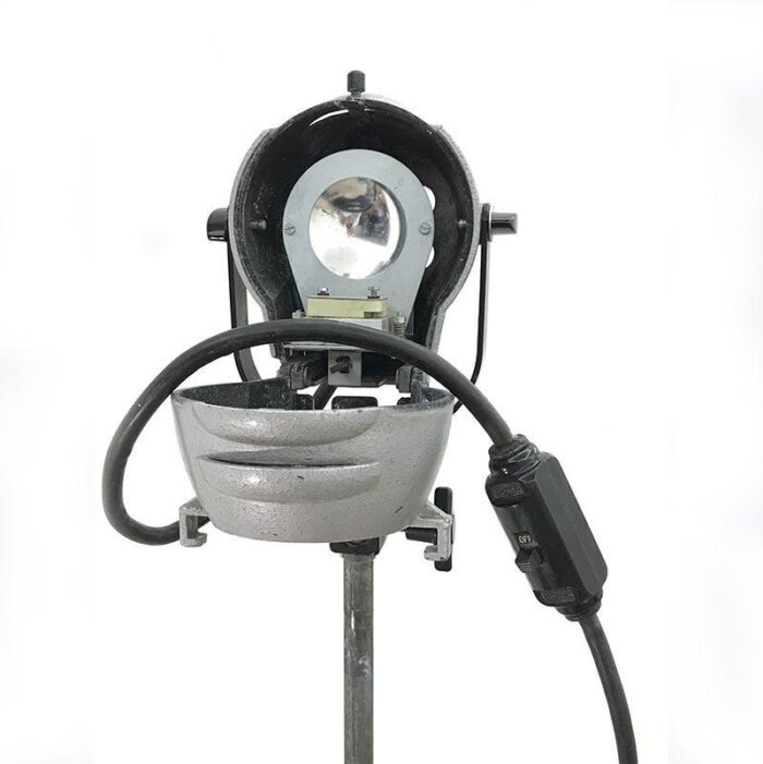 industrial tripod floor lamp with spotlight 1950s 11