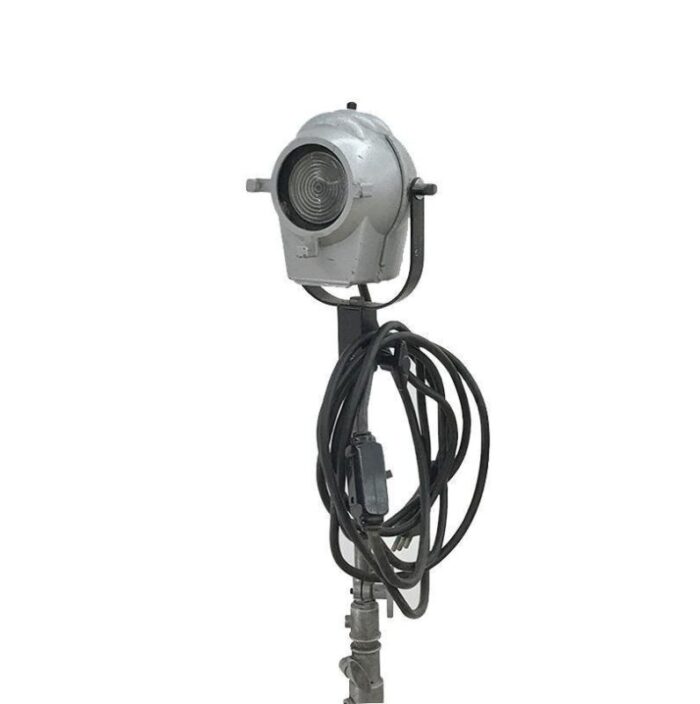 industrial tripod floor lamp with spotlight 1950s 7