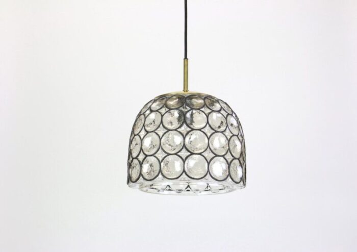 iron and clear glass pendant lights from limburg germany 1960s 2 1