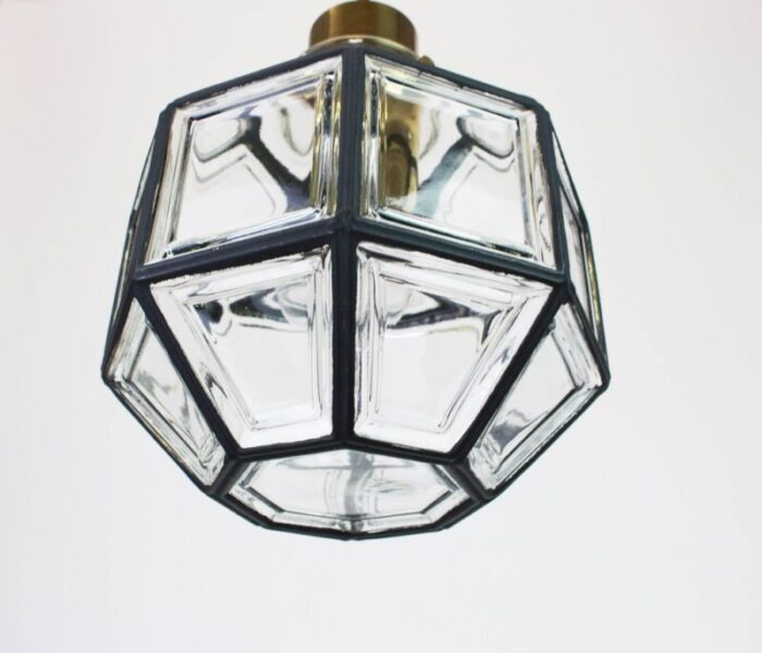 iron and clear glass pendant lights from limburg germany 1960s 3