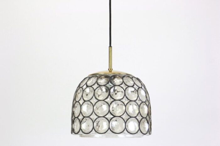 iron and clear glass pendant lights from limburg germany 1960s 4 1