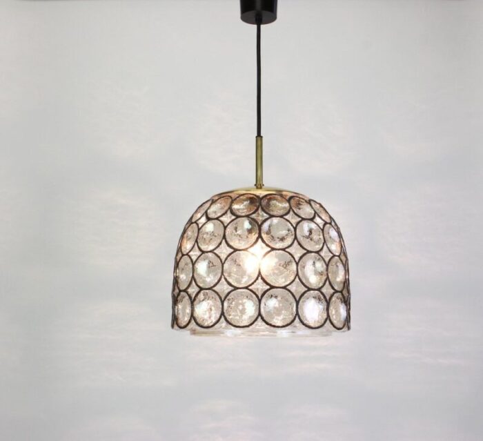 iron and clear glass pendant lights from limburg germany 1960s 6