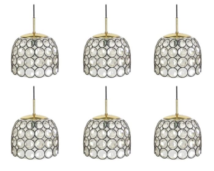 iron and clear glass pendant lights from limburg germany 1960s 8