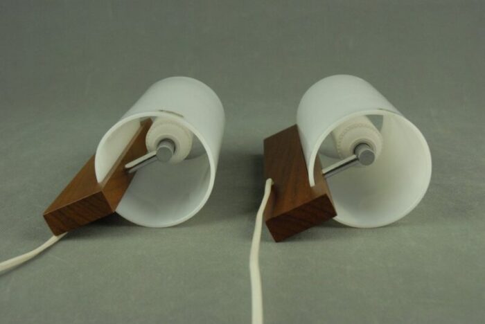 italian acrylic glass teak wall lamps by luigi massoni for guzzini 1960s set of 2 3