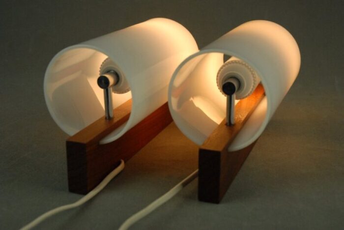 italian acrylic glass teak wall lamps by luigi massoni for guzzini 1960s set of 2 5