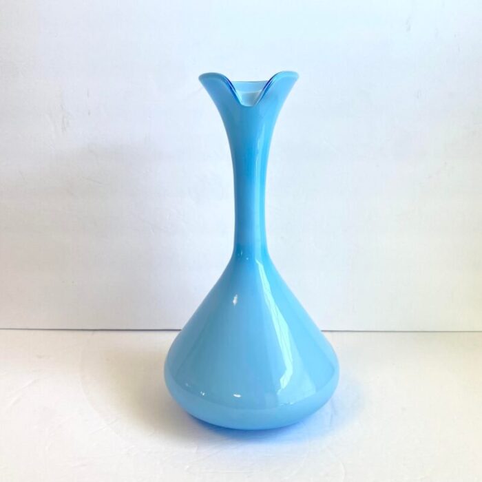 italian art glass pitcher sky blue cased glass turquoise vessel attributed to empoli italy 1286