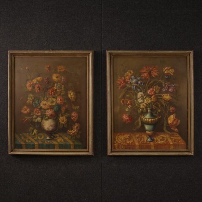 italian artist still life 1960 oil on masonite framed 8527