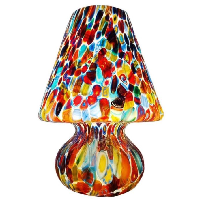 italian blown murano glass table lamp with murrina decoration 1