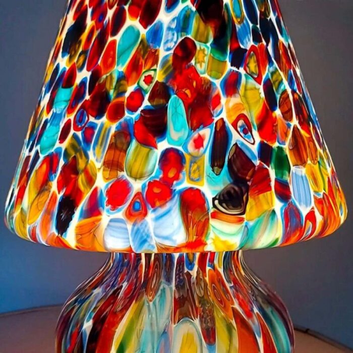 italian blown murano glass table lamp with murrina decoration 10