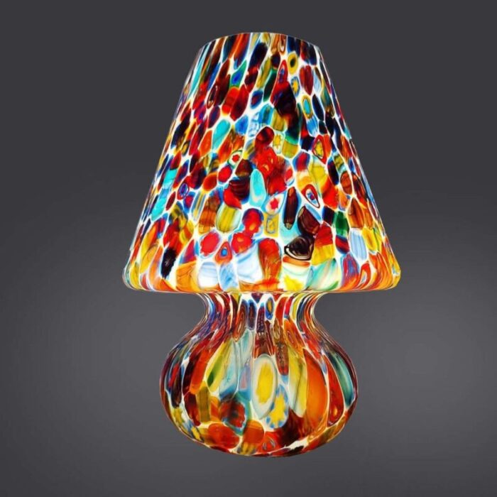 italian blown murano glass table lamp with murrina decoration 11