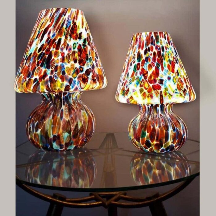 italian blown murano glass table lamp with murrina decoration 2