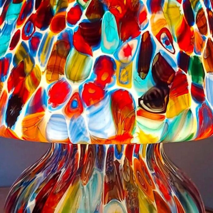 italian blown murano glass table lamp with murrina decoration 8