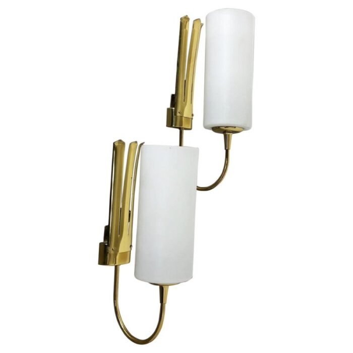 italian brass wall light sconces italy 1950s set of 2 1