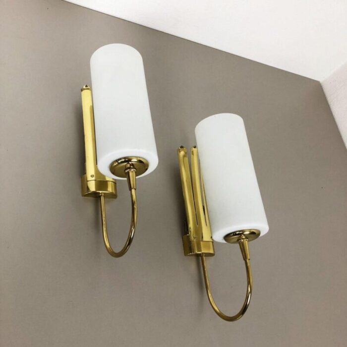 italian brass wall light sconces italy 1950s set of 2 6