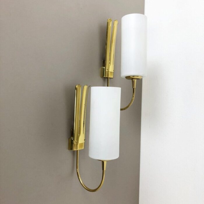 italian brass wall light sconces italy 1950s set of 2 7