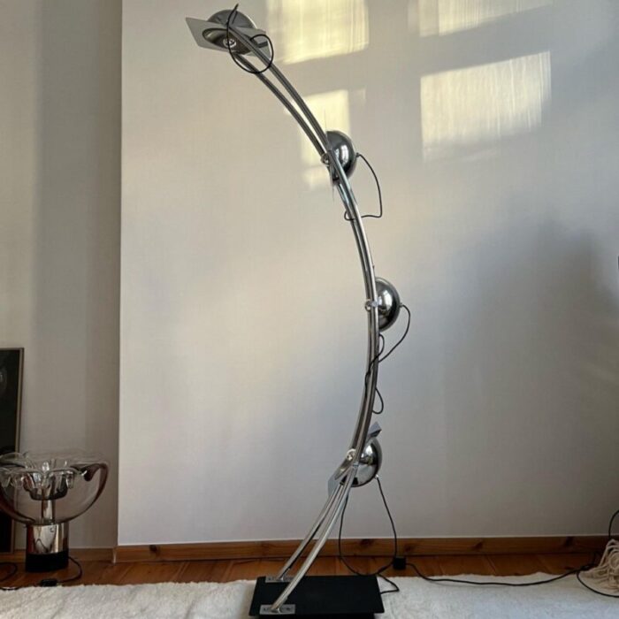 italian chrome arch floor lamp 1970s 4