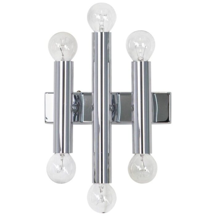 italian chrome wall sconces in the style of sciolari 1970s set of 2 1