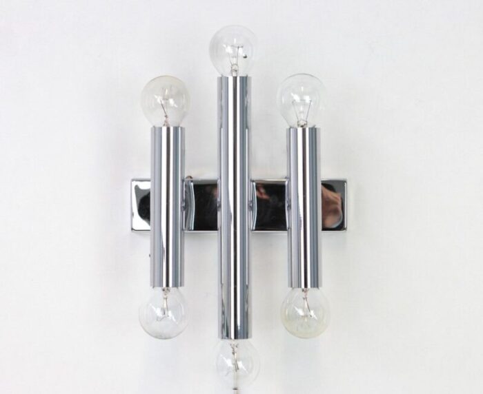 italian chrome wall sconces in the style of sciolari 1970s set of 2 2