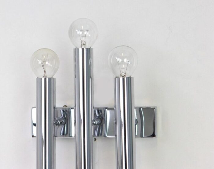 italian chrome wall sconces in the style of sciolari 1970s set of 2 3