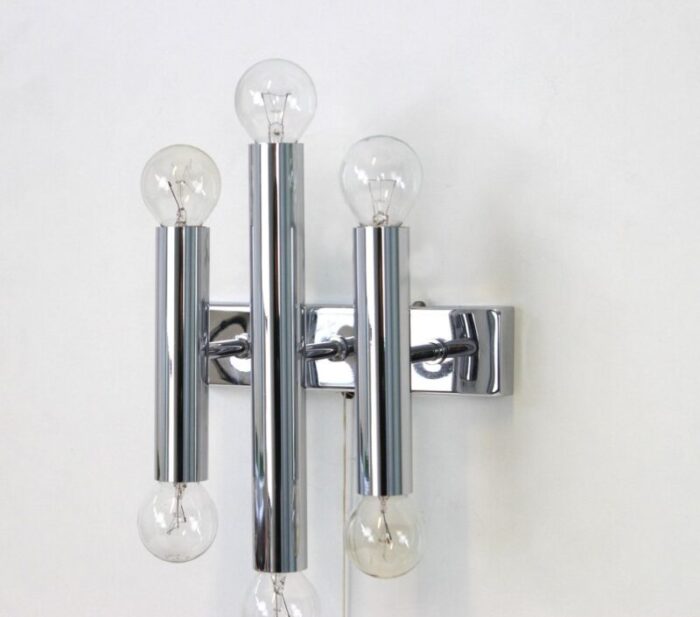 italian chrome wall sconces in the style of sciolari 1970s set of 2 4