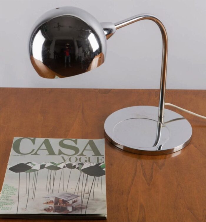 italian chromed brass venticinque table lamp by sergio asti for candle fontana arte 1960 11