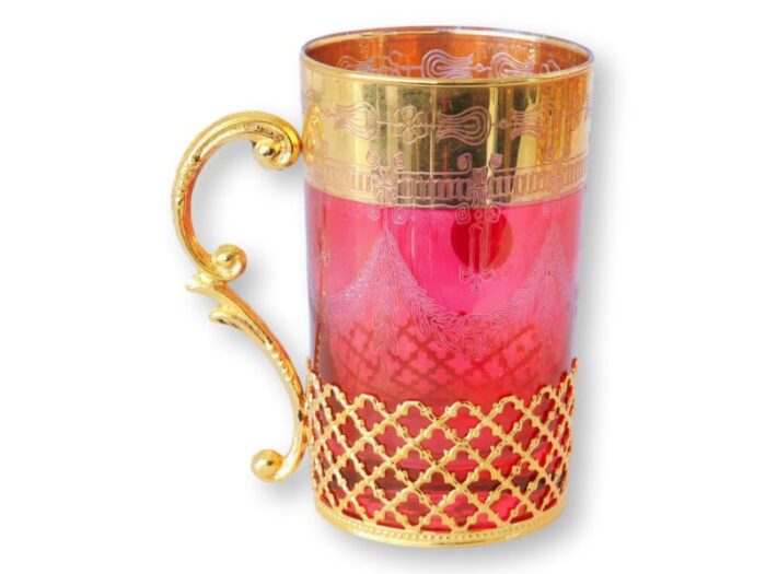 italian cranberry and gold beverage cups set of 6 6285