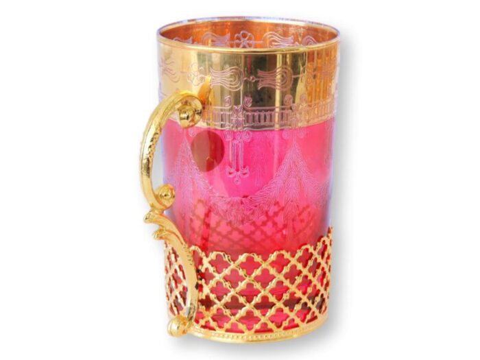 italian cranberry and gold beverage cups set of 6 8930