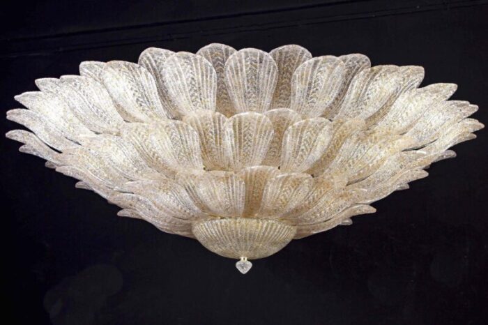 italian gold leaves murano glass ceiling light or flush mount 3