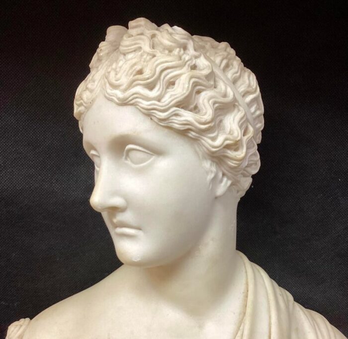 italian grand tour carved marble bust of woman 7099