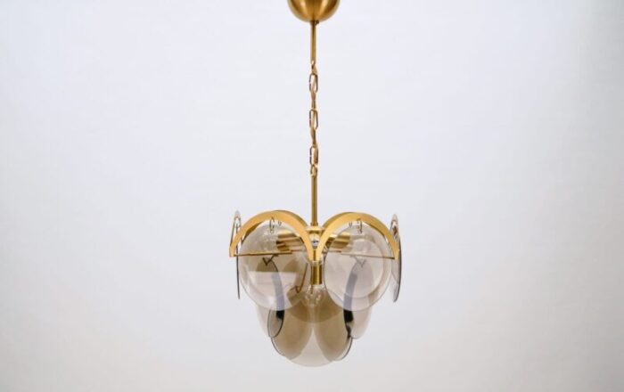 italian hanging lamp with smoked glass panes 1960s 1