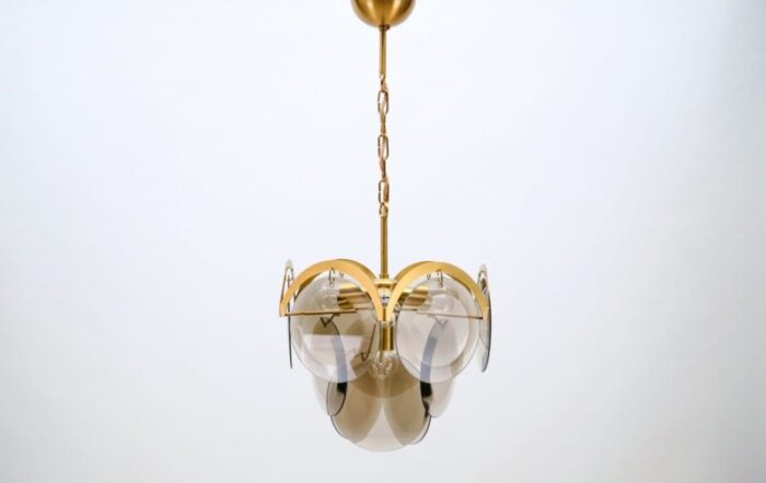 italian hanging lamp with smoked glass panes 1960s 11